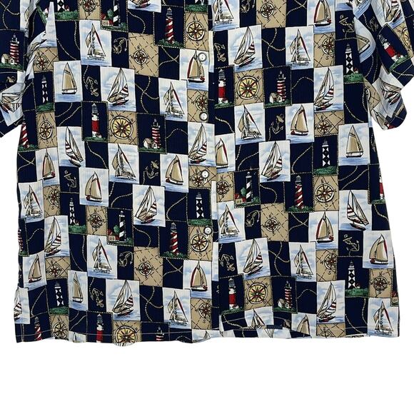 Vintage Bon Worth Womens Size Petite L Nautical Button Shirt Boats Lighthouse - Picture 4 of 8